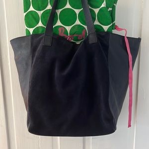 COPY - Boden navy suede and pebbled leather tote